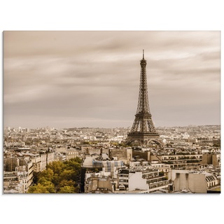 Glasbild ARTLAND "Paris Eiffelturm I" Bilder Gr. B/H: 80 cm x 60 cm, Glasbild Frankreich Querformat, 1 St., beige (natur) Glasbilder