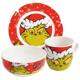 UNITED LABELS Frühstücksset Merry Grinchmas Rot 3-tlg.