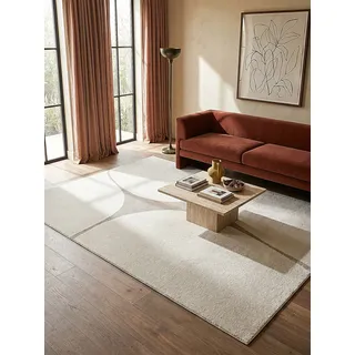 KADIMA DESIGN Abstrakt Kurzflorteppich 120 x 160 cm Beige/Weiß