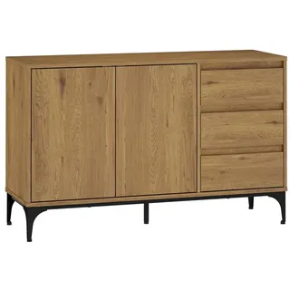 en.casa Sideboard, »Kistiandi« mit 2 Türen und 3 Schubladen Eicheoptik, dunkel braun