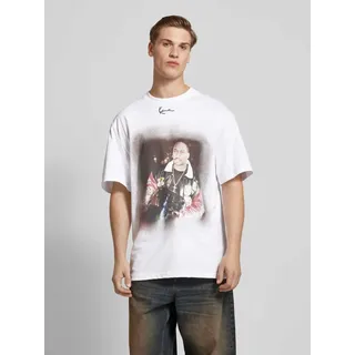 Oversized T-Shirt mit Motiv-Print, Weiss, XS