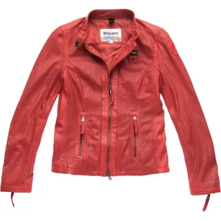 Blauer USA Miller Perforierte Damen Lederjacke, rot, Größe S