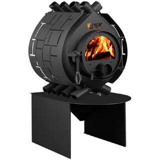 Kanuk Kaminofen Kanuk® Original 7 kW - Seitenverkleidung Brick - Untergestell Box, 6,7 kW schwarz