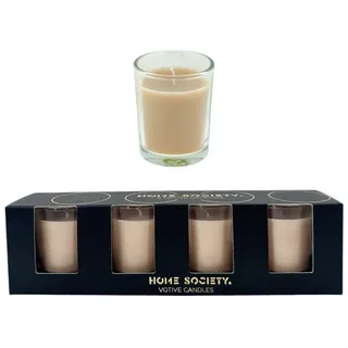 Home Society B.V. Tafelkerze Votivkerze im Glas im 4er Set braun