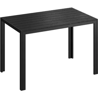 STEELSØN Alaris Gartentisch 115x71 cm – Esstisch Garten für 6 Personen – Balkontisch mit Metallgestell, Schwarz – Outdoor Tisch für Balkon – Terrassentisch mit Kunstholz Tischplatte UV- & wetterfest