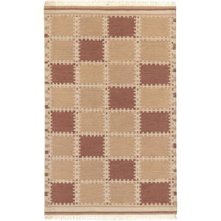 HAMID - Kelim Teppich Nueva Zelanda mit Geometrischem Design - 100% Wolle - Handgeknüpfter Teppich - Flurteppich, Wohnzimmer, Schlafzimmer, Wohnzimmer - Damero (140x200cm)