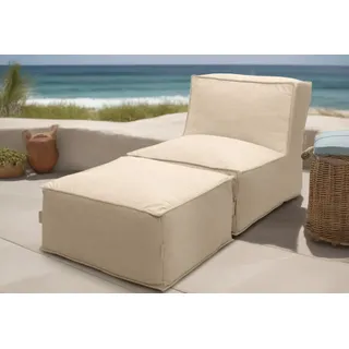 DOMO collection Hocker Fiu für Terrasse, Balkon, Garten, Camping - wetterfest, Aufblasbarer Outdoor Sitzhocker 75 x 70 cm, klein verstaubar beige