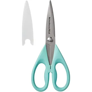 KitchenAid KE351OHAQA Allzweck Küchenschere mit Schutzhülle für den täglichen Gebrauch, spülmaschinenfeste Edelstahlschere mit Komfortgriff, Edelstahl, Aqua Sky