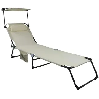 VCM Bindox Gartenliege 185 x 24 x 55 cm creme inkl. Sonnendach