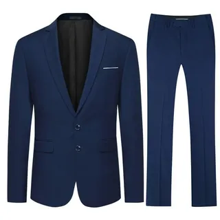 Allthemen Anzug (2 tlg) Herren Slim Fit Anzüge Modern Herrenanzug für Business blau 56