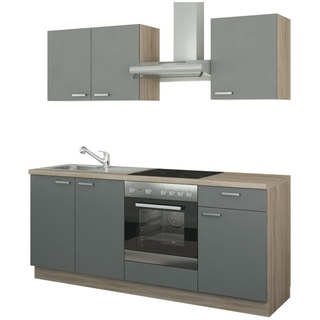 Küchenzeile mit Elektrogeräten ¦ grau ¦ Maße (cm): B: 200
