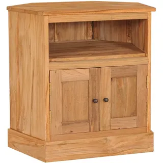 vidaXL Teak Massiv Eck Sideboard mit 2 Türen 1 Regalfach Kolonialstil Kommode Beistellschrank Mehrzweckschrank Anrichte Schrank 60×45×60cm