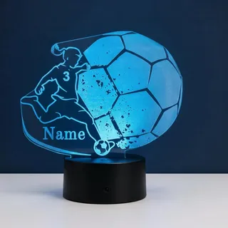 Optechvisual Personalisierte Fußball Lampe für Mädchen – LED Nachtlicht mit Name – Geschenkidee fürs Kinderzimmer – Fußball Deko zum Geburtstag – Geschenk für Fußballerinnen