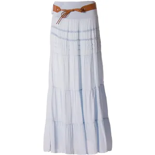 FASHION YOU WANT Damen Sommer Rock Größe 34/36 bis Größe 50/52 verfügbar Langer Maxirock Strandrock Sommerock lang Gürtel Amber Boho Retro Maxirock (44/46, hellblau) - 44-46