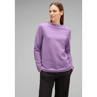 Langarmshirt STREET ONE Gr. 36, lila (soft pure lilac) Damen Shirts Jersey mit Stehkragen