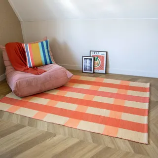 REMEMBER Kelim Teppich "Pumpkin" flachgewebter Baumwollteppich - 140 x 200 cm