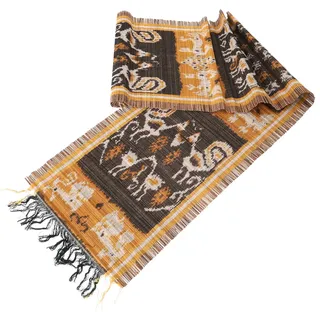 Guru-Shop Tischläufer Exotischer Ikat Tischläufer, Wandbehang -.. gelb 170 cm x 33 mm