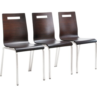 Stapelstuhl MAYER SITZMÖBEL "myLIFE" Stühle Gr. B/H/T: 53 cm x 87 cm x 55 cm, 1 St., Gestell Chrom, Rechteckrohr-Sitz-/Rückenformschale aus durchgehendem Schichtholz mit Wenge-Laminat-stapelbar (ma x . 5 Stühle) + Stahl, grau (wenge, chrom) Stapelstühle