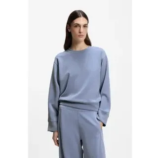 BOSS für Damen. 50553478 Sweatshirt in lockerer Passform mit gesticktem Logo blau (L), Heimtextilien, Baumwolle, Langarm
