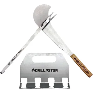Grillpeter Grillgabel 12 cm Edelstahl, Holz silber