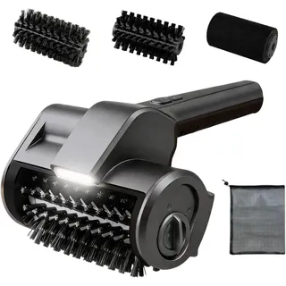Akku Elektrische Grillbürste,Kabelloser Grillreiniger mit 3 Austauschbaren Bürstenköpfen, 2 Stufen,IPX6 Wasserfest,4000mAh Akku Kabelloser BBQ Grillreiniger für Grillroste, Gussroste & Plancha