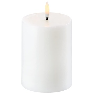 Piffany Copenhagen Uyuni Lighting Pillar LED Kerze 7,8 x 10 cm Echtwachs Weiss - 6 Stunden Timerfunktion - Keine Brandgefahr, Keine Rußbildung und kein Geruch