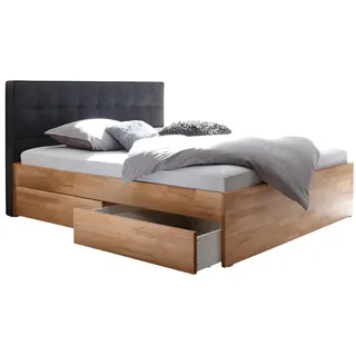Hasena Stauraumbett, Buche, Holz, Kernbuche, massiv, 2 Schublade(n) Schubladen, 160x200 cm, Über- und Sondergrößen erhältlich, Bettkasten, gepolstertes Kopfteil, mit Schubkästen, in verschiedenen Größen erhältlich, Schlafzimmer, Betten, Stauraumbetten