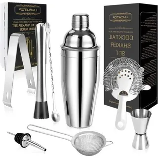 Famanu Cocktailset 9-teilig Edelstahl - Professionelle Cocktailshaker mit Boston Shaker