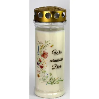 Kerzen Junglas - Grabkerze mit 7 Tagen Brenndauer, (3950) schöne Grablichter mit Motiv, Grabkerzen mit Deckel, Grabschmuck wetterfest, Trauerkerzen mit Spruch, Friedhofskerzen