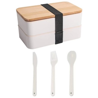 Juoungle Lunchbox Brotdose mit Fächern und Besteck, Auslaufsicher Lunchbox