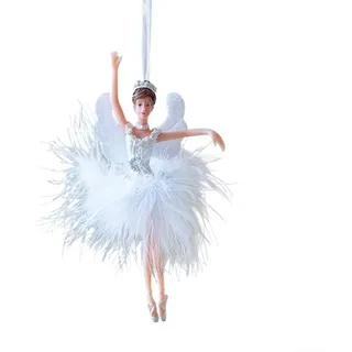 Weihnachtsballettmädchen-Puppenanhänger mit Engelsmotiv aus ABS-Material zum dekorativen Aufhängen an Bäumen und Kränzen (A Feathered Girl)