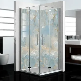dedeco Eck-Duschrückwände Aluminium wasserfest Motiv: Marmor V8, 2 x 90x200x0,3cm, Badrückwand, Fliesenersatz fugenlos Wandverkleidung Wandpanee...