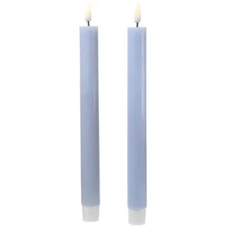 283 LED Stabkerzen Mia Tafelkerzen Echtwachs flackernd H: 24cm blau 2Stk
