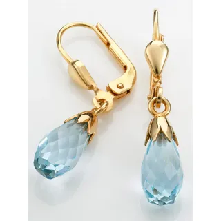 Paar Ohrhänger LADY Ohrringe Gr. Blau-Topas ct, Metall, goldfarben (gelbgold 375) Damen Ohrhänger