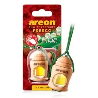 AREON Fresco Auto Duft Maiglöckchen Blume Glas Duftflakon Flakon Holz Set Hängend Anhänger Spiegel 4ml (Pack x 3)