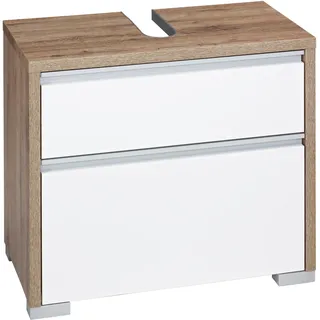 Schildmeyer Waschbeckenunterschrank "Bello", weiß (wildeichefarben, weiß glanz), B:67cm H:57cm T:33cm, Holzwerkstoff, Schränke, Waschbeckenunterschrank, Breite 67 cm