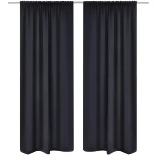 vidaXL Verdunkelungs-Vorhänge mit Schlaufen 135 x 245 cm Schwarz blackout