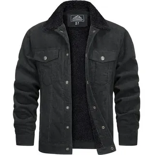Cordjacke Herren Gefüttert Teddyfell Kragen Cargo Winter S Dunkelgrau