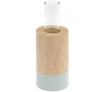 Holz Vase mit Reagenzglas, mint, Ø 4cm, H 8cm