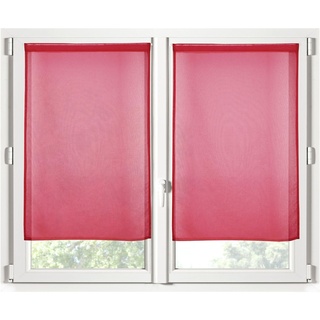 STOF Scheibengardine, Größe 70 x 200 cm, 100% Polyester, Rot, Modell Monna, Sichtschutz, transparent und einfarbig, 2 Stück