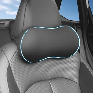 AntDiseno Auto Nackenkissen, Ergonomisches Kissen für Autofahren, Nackenstütze aus Memory Foam, Kopfkissen mit Verstellbarem Gurt, ideal für Auto SUVs und Oficina (Schwarz)