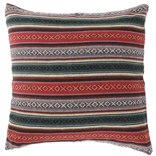 GURU SHOP Boho Style Kissenhülle, Gewebter Ethno Kissenbezug - Rot/grün, 50x50 cm