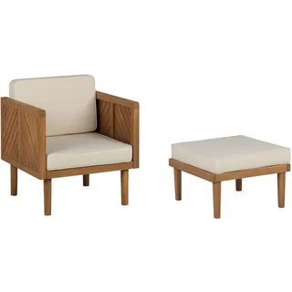 Beliani Lounge Sessel Baratti Polyester 65 x 76 x 65 cm Hellbraun mit Ottomane