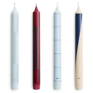 HAY - Pattern Stabkerzen, H 24 cm, blue/bordeaux (4er-Set)