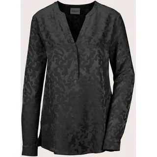 Madeleine Modische Longbluse mit V-Ausschnitt Schwarz 36