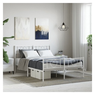 vidaXL Bett Bettgestell mit Kopf- und Fußteil Metall Weiß 120x200 cm weiß 200 cm x 120 cm