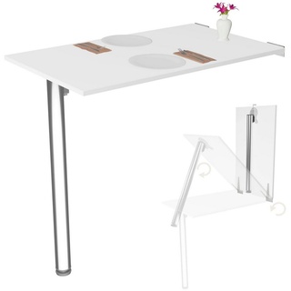 KDR Produktgestaltung Klapptisch 80x50 Wandklapptisch Esstisch Küchentisch Schreibtisch Wand Tisch, Weiß weiß