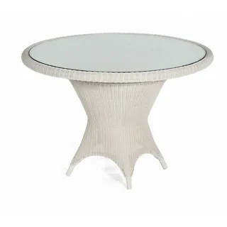 SonnenPartner Tisch Bonaire 110 cm rund Kunststoffgefl echt white-washed/Alu Loom-Optik SonnenP