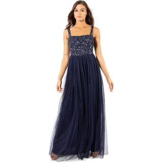 Maya Deluxe Damen Maya Deluxe Damen Abendkleid Maxi für Hochzeit Breiten Trägern Paillettenverziertung Abschlussball Bridesmaid Dress, Navy, 42 EU - 42