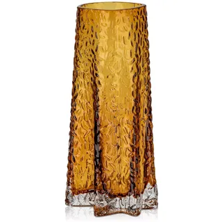 Dekovase Glasvase Dekorative Blumenvase aus Glas mit Sternförmiger Boden, Tischvase Väschen Höhe 23,5cm, Minimalistisch Geriffelt Vasen für Tisch Hochzeit Fensterbank Dekoration